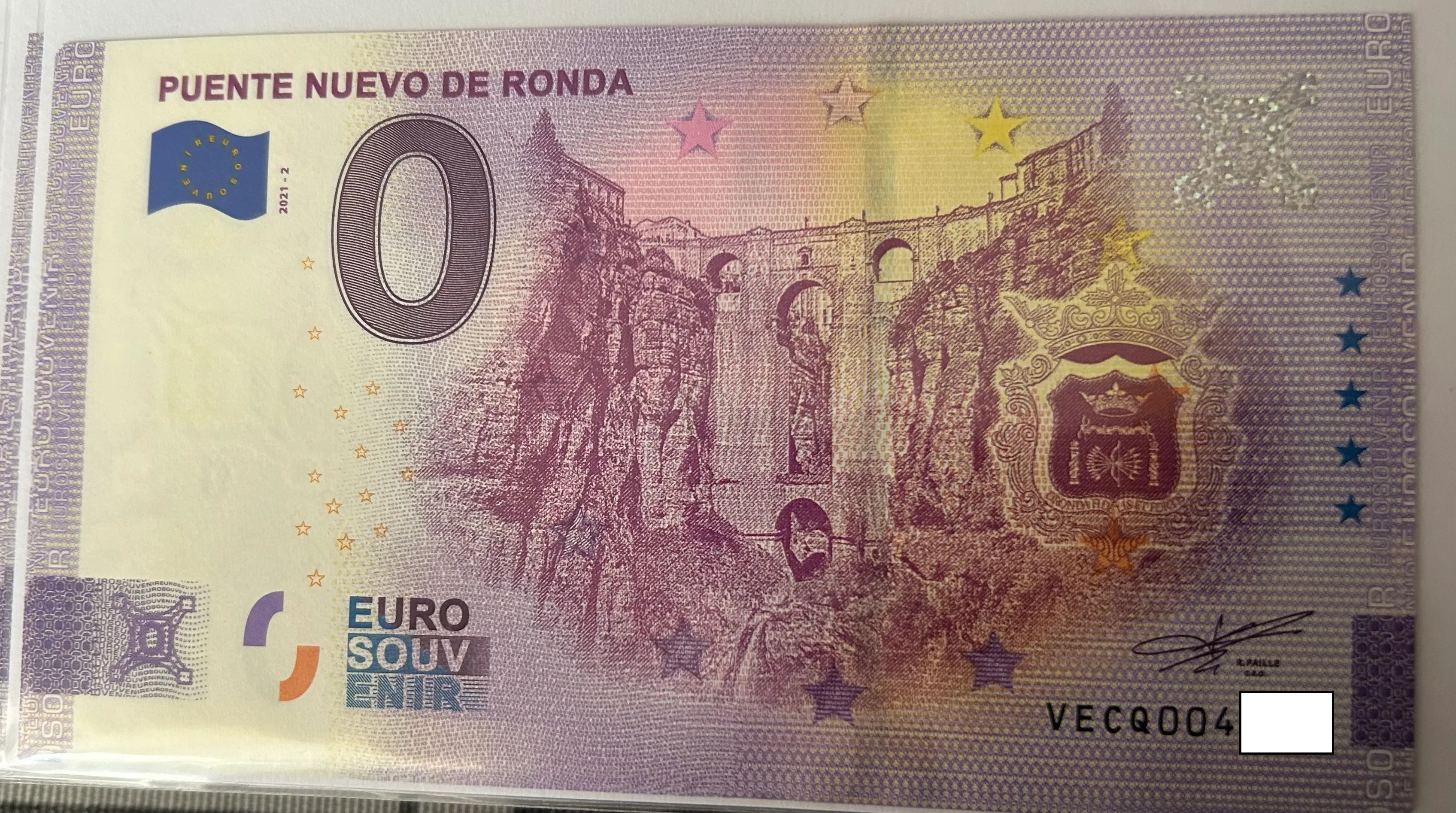 BILLETE 0 EURO ESPAÑA VECQ 2021-2 PUENTE NUEVO RONDA ANNIVERSARY